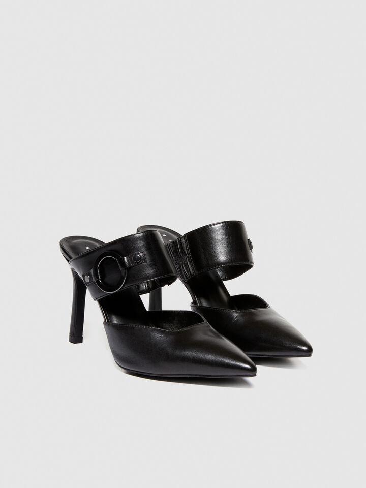 Sandals with metal ring - women's sandals and slippers - Black | Sisley image number 1